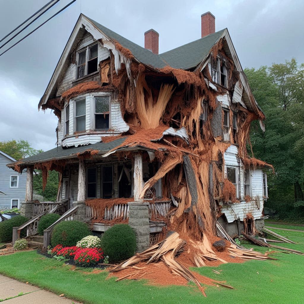 Signs Your Methuen Home Needs a Tree Inspection Damaged tree on an Methuen home showing signs of disease and decay